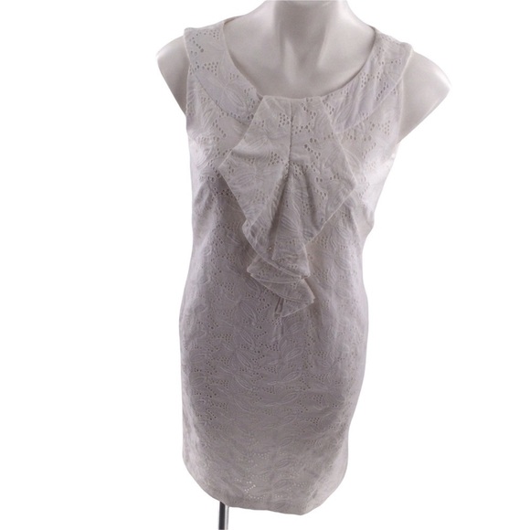 Donna Ricco White Eyelet and Embroidered Floral Ruffle Front Dress - Picture 7 of 9